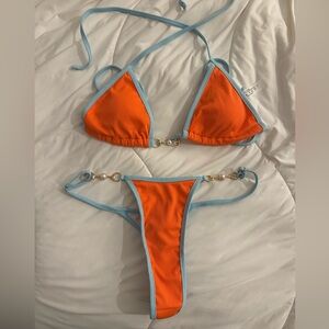 SHEIN Orange and Blue Bikini
